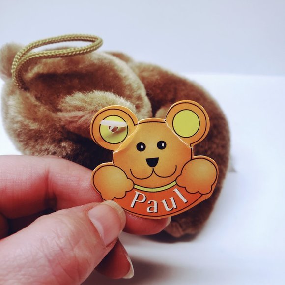 Paul Imports Teddy Bear Tan Plush German Ribbon Hanger Stuffed Animal 4.5" - Picture 5 of 9